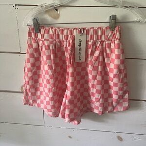 Pretty Garbage Pink Checkered Shorts, size small, NWT, boutique, sleep, summer